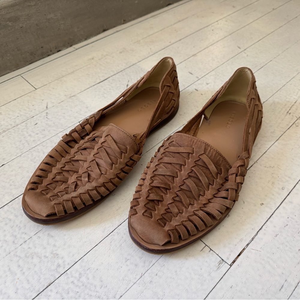 Brown Woven Leather Loafers